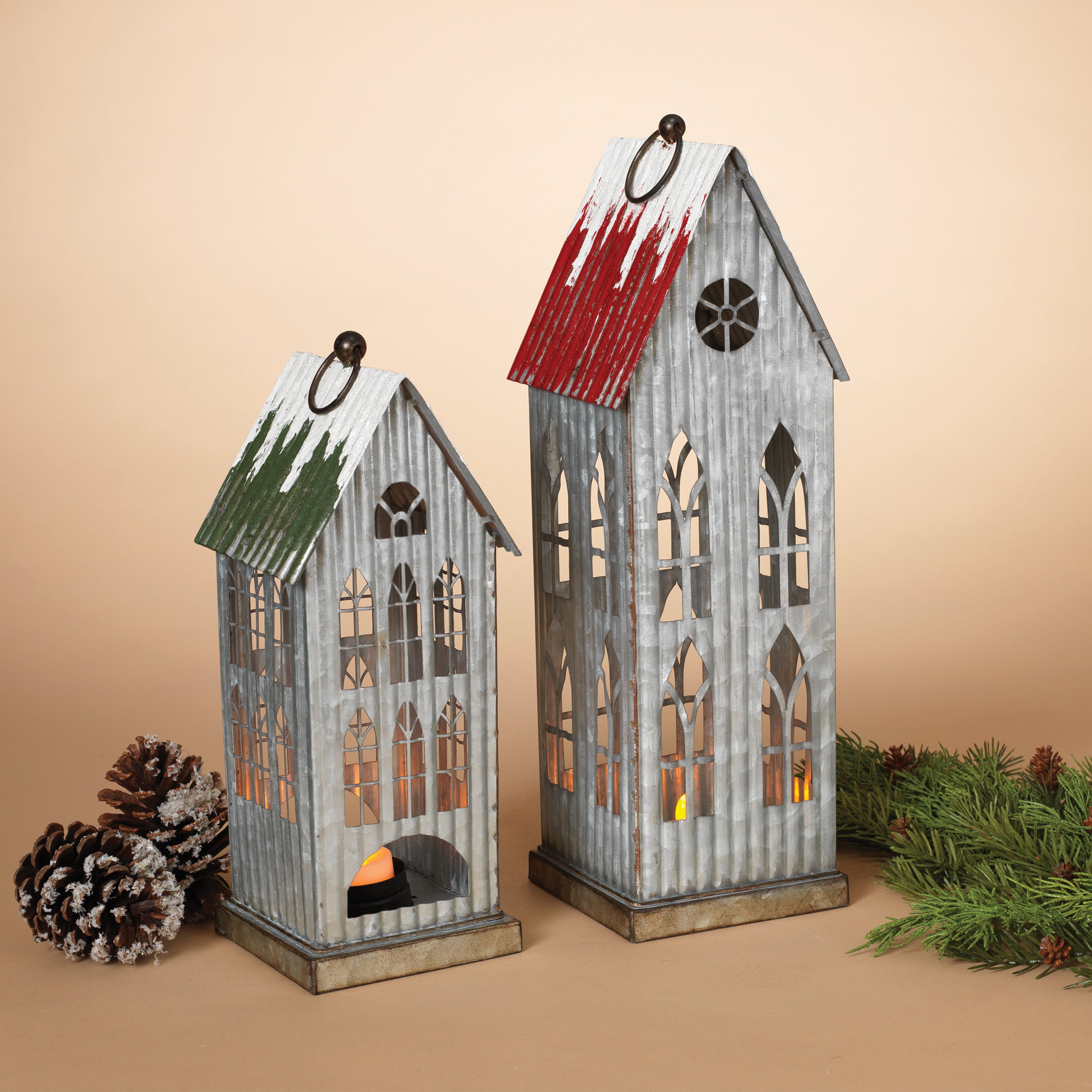 Timeless Metal Holiday Houses with Tealight Holder Lg is 17.5 in 2620700EC